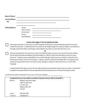 Fillable Online AUTHORIZATION TO DISCONNECT HYDRO SERVICES Fax Email