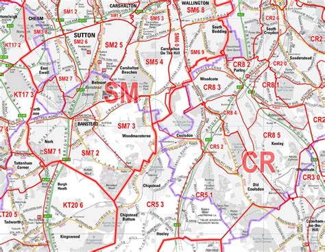 Wall Maps - London And The M25 Postcode Wall Map - Sector Map 8