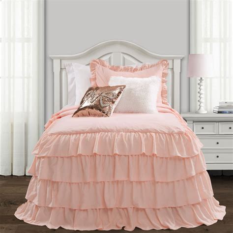 Lush Decor Allison Ruffle Skirt Bedspread Blush 2pc Set Twin Xl