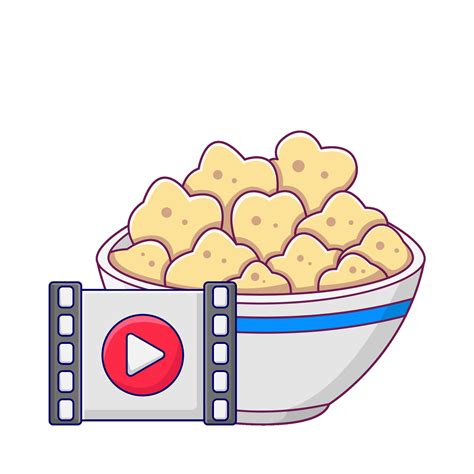 popcorn in bowl with video illustration 35557259 Vector Art at Vecteezy