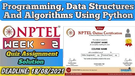 Nptel Programming Data Structures And Algorithms Using Python Week 2