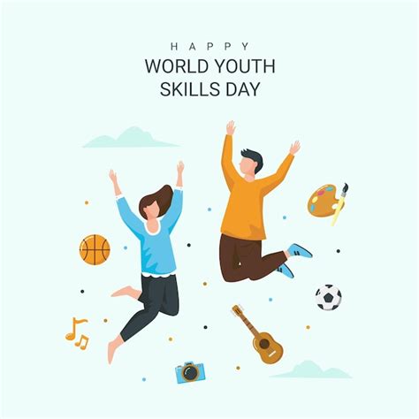 Premium Vector World Youth Skills Day Poster Template