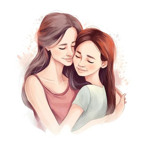 Premium Ai Image Mothers Day With Mother And Daughter Generative Ai