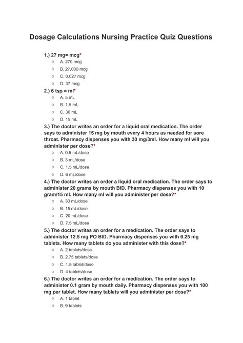 8 Dosage Calculations Practice Questions HelaSanuli