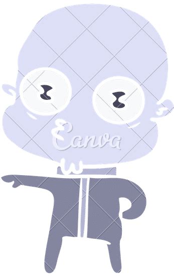 Flat Color Style Cartoon Weird Bald Spaceman 素材 Canva可画