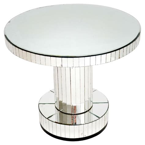 Art Decó Round Coffee Table With Smoked Mirror Glass At 1stdibs