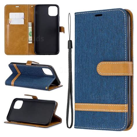 Jeans Cowboy Denim Leather Wallet Case For Iphone Pro Max Dark