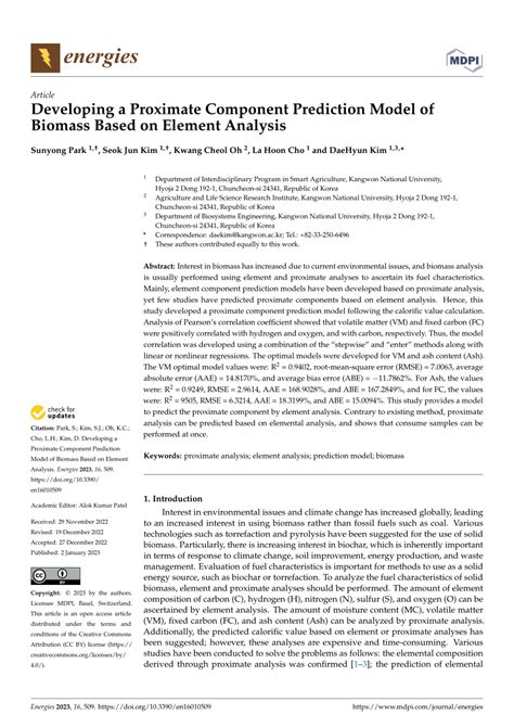 Pdf Developing A Proximate Component Prediction Model Of Biomass