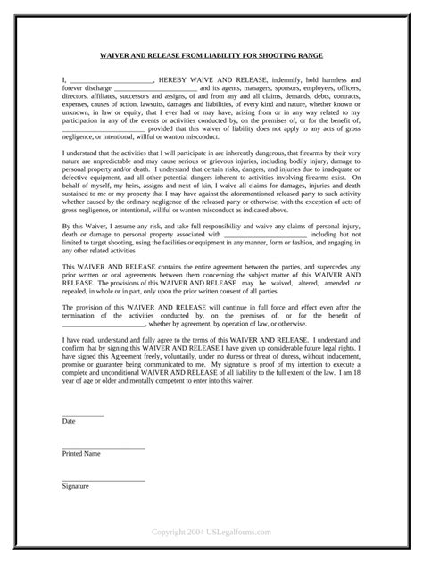 Shooting Range Waiver Template Doc Template PdfFiller