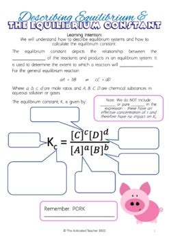 Equilibrium Constant Worksheet With Answers And Slides By The Animated