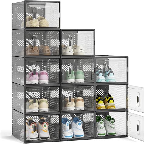 SONGMICS Boîtes à Chaussures Lot de 18 Rangement Chaussures Pliable