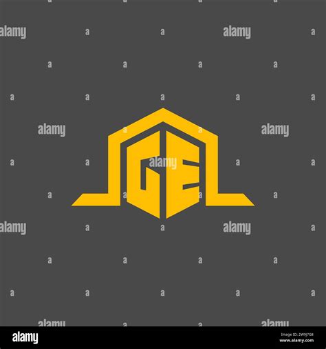 Ge Monogram Initial Logo With Hexagon Style Design Ideas Stock Vector