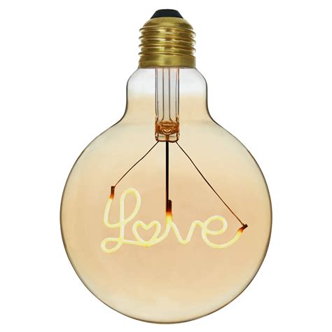 Ampoule décorative led à filament ambré Love globe 125 mm E27 4 W