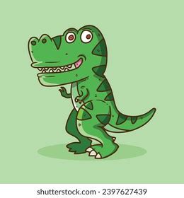 Cute Green Trex Dinosaur Cartoon Vector Stock Vector Royalty Free