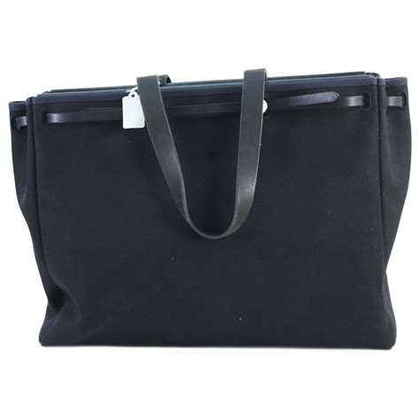 Herbag Herm S Handtasche Schwarz Leinwand Ref Joli Closet