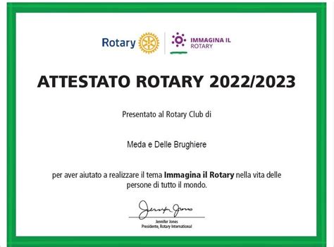 Attestato Rotary Rotary Club Meda E Delle Brughiere