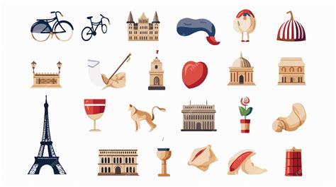 France Icon Set Flat Vector Isolated On White Background Premium Ai