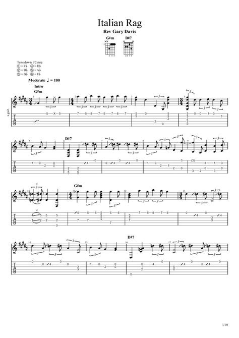 Italian Rag Fingerstyle Tab Chords Rev Gary Davis