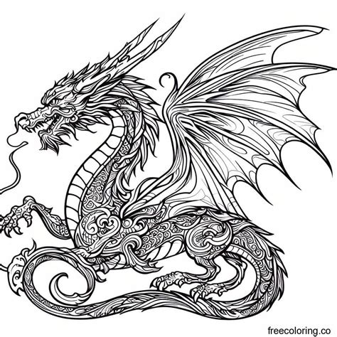 detailed dragon drawing coloring page