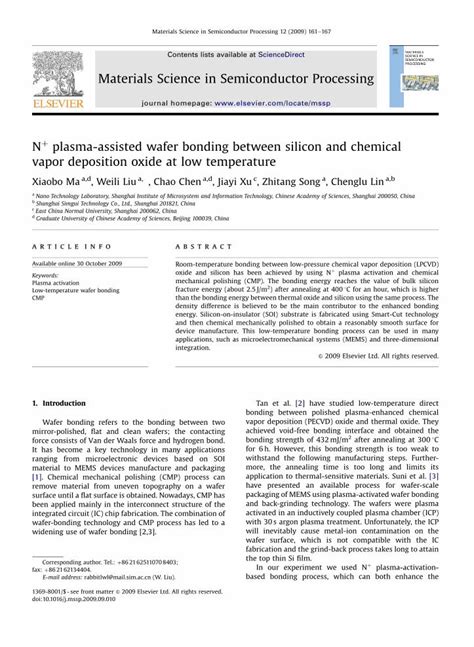 Pdf N Plasma Assisted Wafer Bonding Between Silicon And Chemical