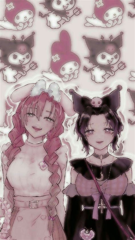 ♡kuromi And Melodi Hello Kitty Iphone Wallpaper Pink Wallpaper Anime