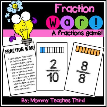 Fraction War! | Fractions Game | Fraction War Cards by Mommy Teaches 3rd