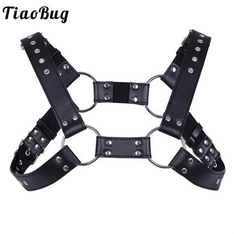 Tiaobug Faux Leather Adjustable Sexy Bondage Belt Men Body Chest