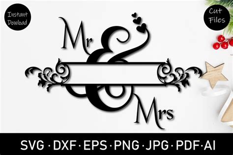 Wedding Floral Split Monogram Svg Mr And Mrs Split 1226453