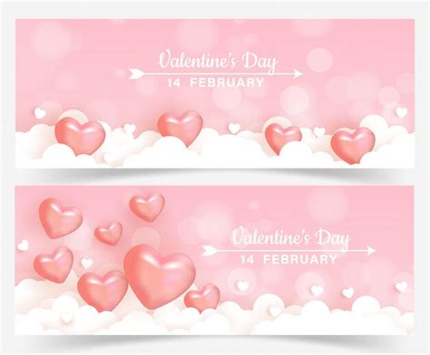 Premium Vector | Valentine's day banners in paper cut style