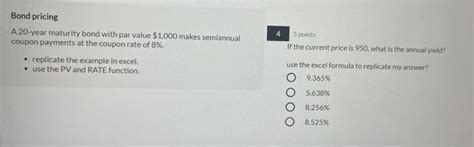 Get Answer 3 Bond Pricing A 20 Year Maturity Bond With Par Value 1