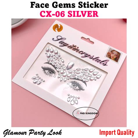 Jual New Gems Diamond D Crystal Face Sticker Stiker Wajah