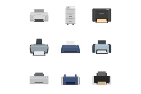 Office Printer Icon Set Flat Style Graphic By Anatolir Creative