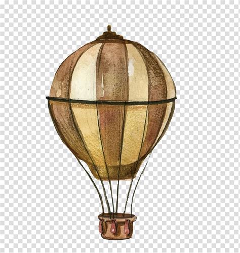 Brown Hot Air Balloon Steampunk Euclidean Flat Design Illustration