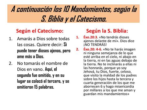 Ppt A Continuación Los 10 Mandamientos Según La S Biblia Y El Catecismo Powerpoint