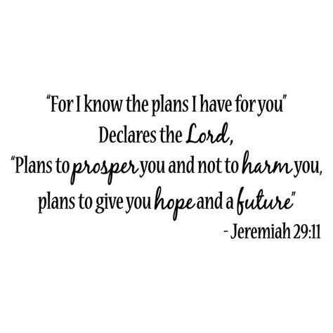 Wall Decal Jeremiah 2911 For I Know The Plans I Have For You Etsy