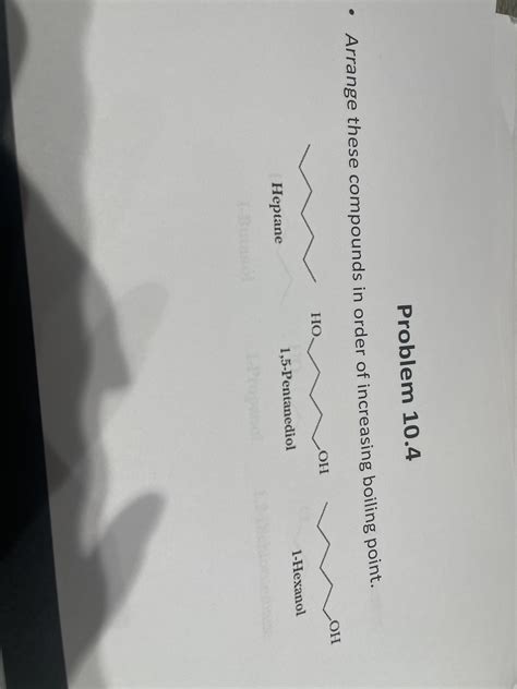 Solved Problem Arrange These Compounds In Order Of Chegg