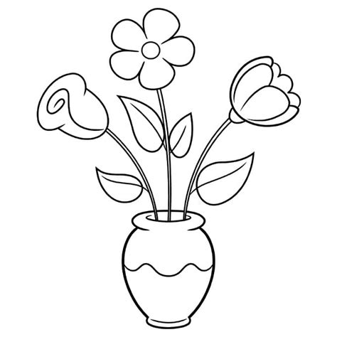 Desenhos De Um Vaso De Flores B Sico Para Colorir E Imprimir