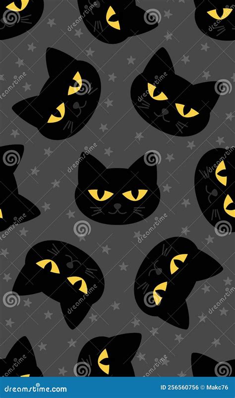 Halloween Seamless Pattern With Funny Cats Endless Background Decor