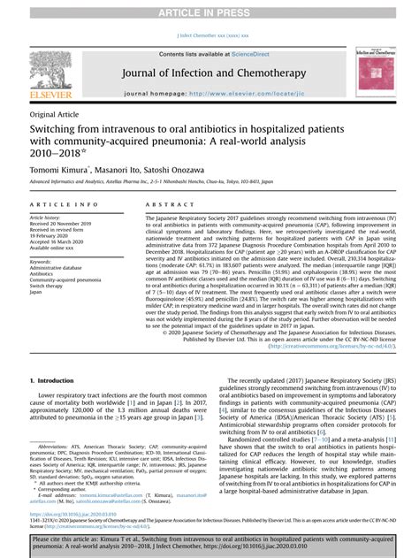 Pdf Switching From Intravenous To Oral Antibiotics In Hospitalized