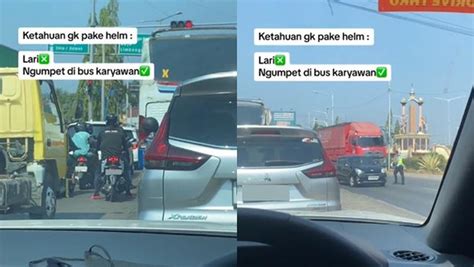 Viral Kecerdikan Pemotor Agar Tak Kena Tilang Polisi Sembunyi Dengan