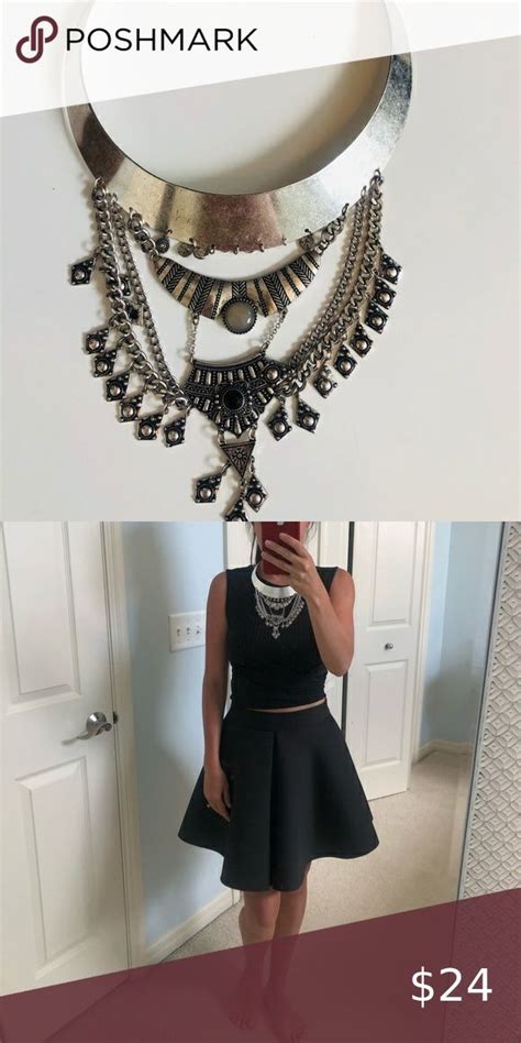 🖤silver And Black Statement Necklace🖤 Black Necklace Statement Statement Necklace Womens