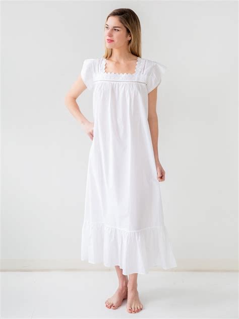 Celeste White Cotton Nightgown Jacaranda Living