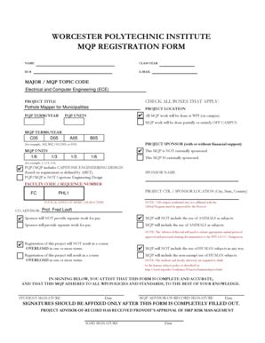 Fillable Online Ece Wpi Mqp Registration Form No Checks Electrical