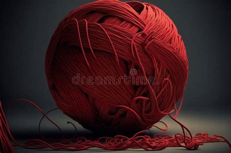 Tangled Red Yarn Creative Digital Illustration Abstract Unique Stock