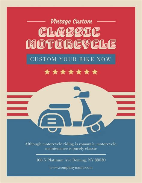 Yellow Red And Blue Classic Vintage Motorcycle Poster - Venngage