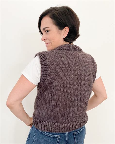 Easy Chunky V Neck Sweater Vest Knitting Pattern Tutorial Wildwood