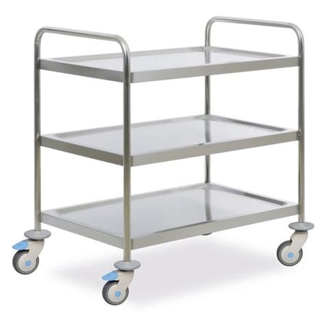 Stainless Steel Three Shelves Instrument Trolley For Hospital At Rs