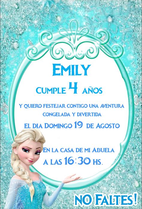 Tarjeta De Invitaci N De Frozen Elsa Descarga Gratis