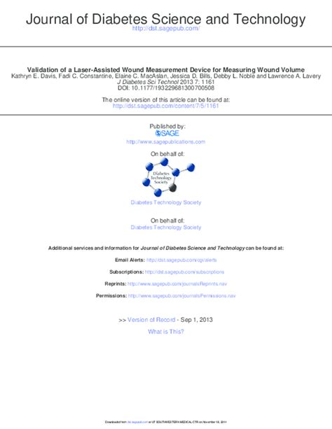 Pdf Validation Of A Laser Assisted Wound Measurement Device In A