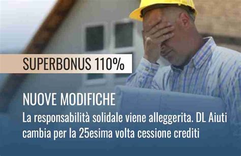 Cessione Crediti Superbonus Novità Responsabilità Solidale